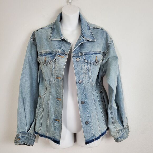 Urban Outfitters BDG Women's Denim Jacket Medium Blue Peplum Cinched Boho Chic - Picture 1 of 13